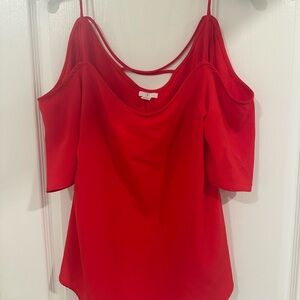 BP Vibrant Red Cold Shoulder Blouse